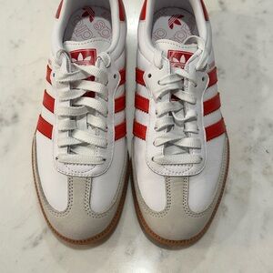 Adidas Samba White and Red Sneakers